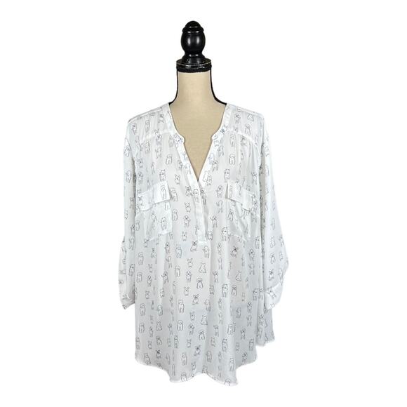 Torrid Harper Georgette Dog Print Blouse - Picture 2 of 6